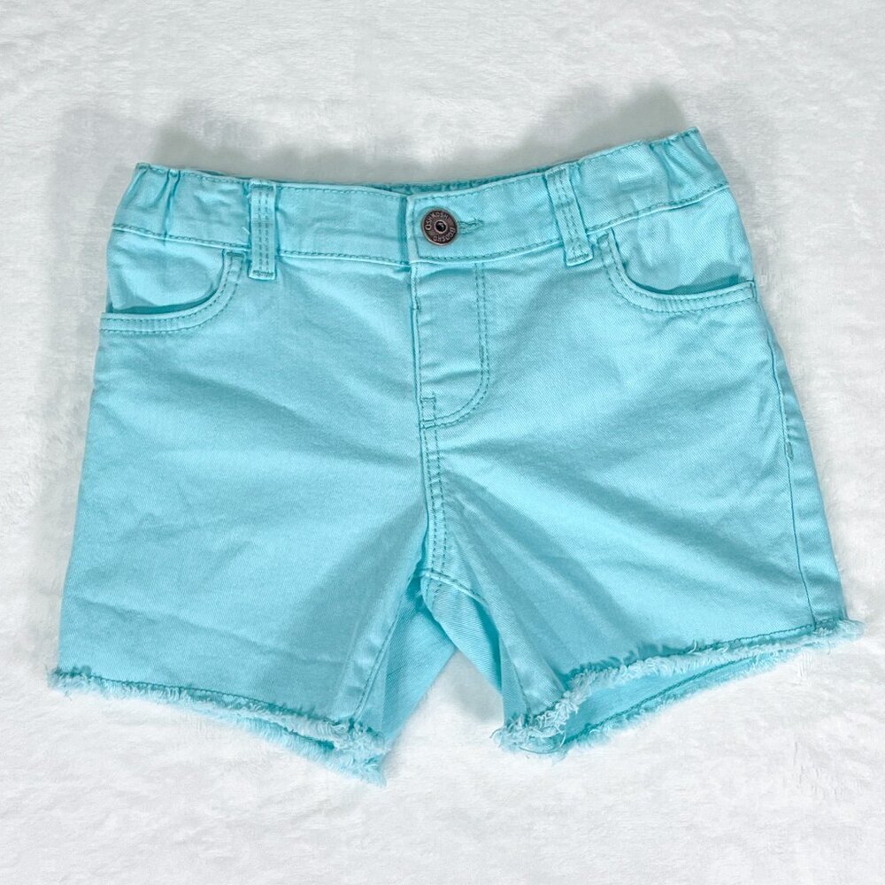 OshKosh B'Gosh Denim Style Shorts | Toddler Girls | 4T | Aqua | Distressed